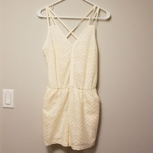 Ivory crocheted romper
